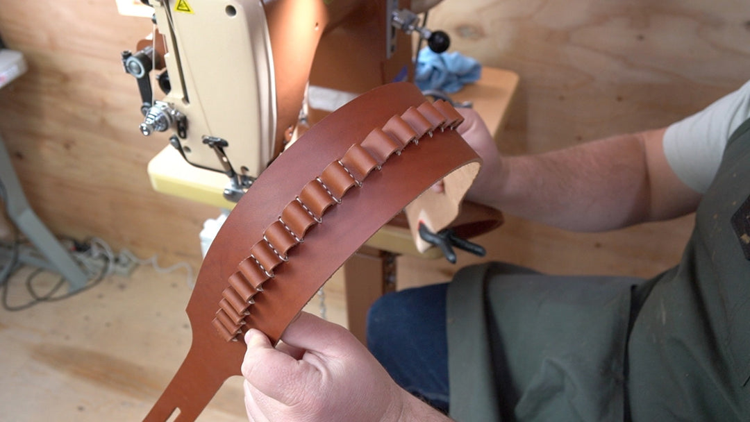 Stitching Ammo Cartridge Loops on a Wester Leather Gun Belt w/ Free Printable Template