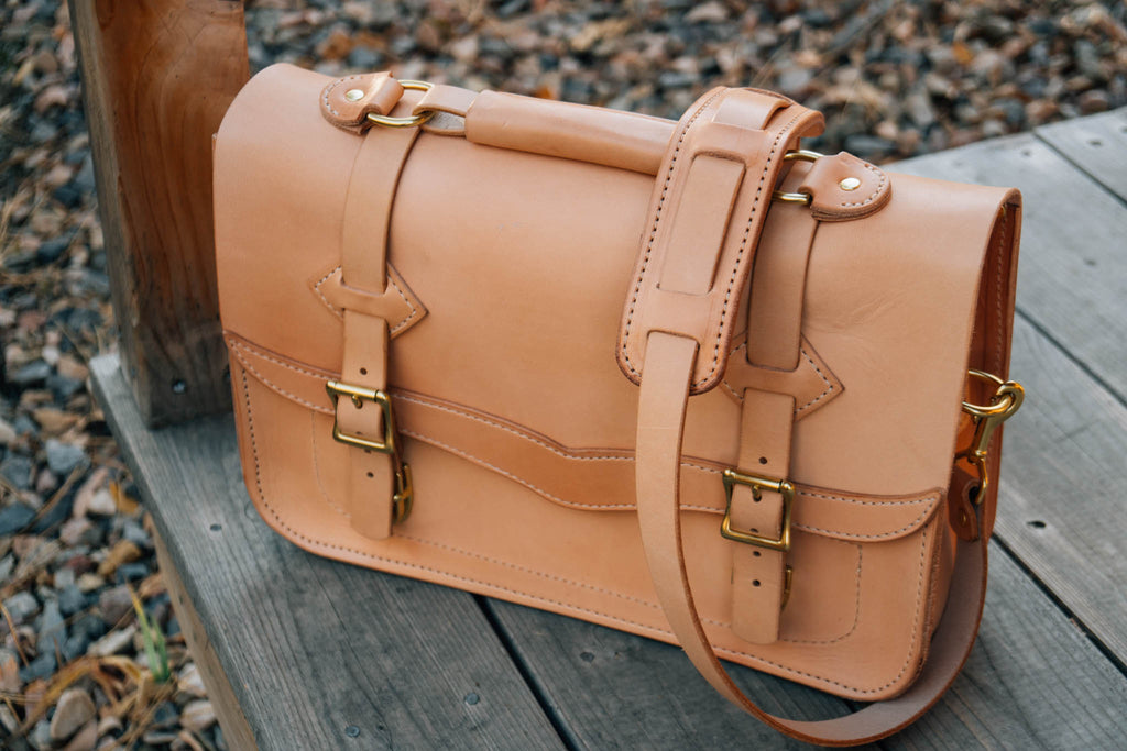 Men s Leather Laptop Bag Pattern No.60 Western Leather Bag Template Stock and Barrel